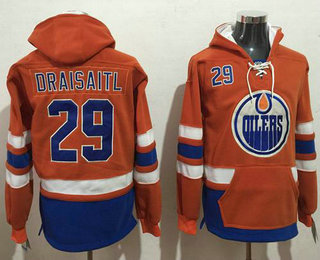 Men's Edmonton Oilers #29 Leon Draisaitl Orange Name & Number Pullover NHL Hoodie