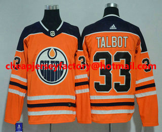 Men's Edmonton Oilers #33 Cam Talbot Orange Home 2017-2018 Hockey Stitched NHL Jersey