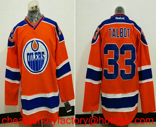 Men's Edmonton Oilers #33 Cam Talbot Orange Stitched NHL Reebok Hockey Jersey