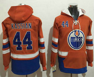 Men's Edmonton Oilers #44 Zack Kassian Orange Name & Number Pullover NHL Hoodie