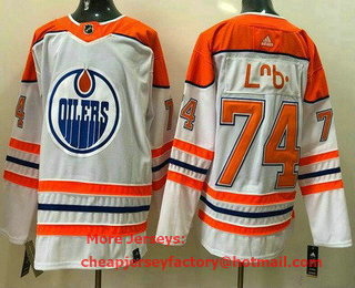 Men's Edmonton Oilers #74 Ethan Bear Cree Syllabics White 2021 Reverse Retro Stitched NHL Jersey