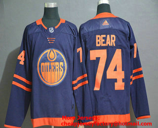 Men's Edmonton Oilers #74 Ethan Bear Navy Blue 50th Anniversary Adidas Stitched NHL Jersey