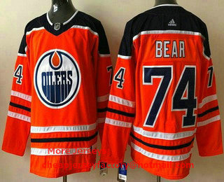 Men's Edmonton Oilers #74 Ethan Bear Orange Stitched NHL Jersey