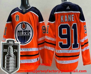 Men's Edmonton Oilers #91 Evander Kane Orange 2024 Stanley Cup Final Authentic Jersey