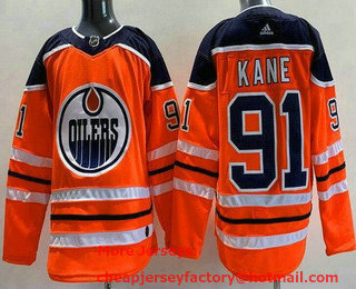 Men's Edmonton Oilers #91 Evander Kane Orange Adidas Stitched NHL Jersey