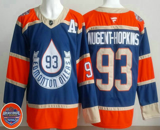 Men's Edmonton Oilers #93 Ryan Nugent Hopkins Blue 2023 Heritage Classic Authentic Jersey