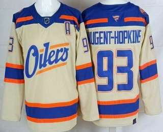 Men's Edmonton Oilers #93 Ryan Nugent Hopkins Cream Alternate Authentic Jersey