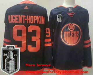 Men's Edmonton Oilers #93 Ryan Nugent Hopkins Navy 50th 2024 Stanley Cup Final Authentic Jersey