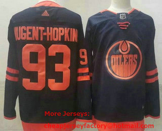 Men's Edmonton Oilers #93 Ryan Nugent Hopkins Navy 50th Anniversary Authentic Jersey