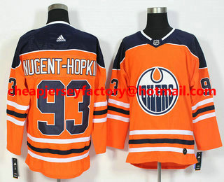 Men's Edmonton Oilers #93 Ryan Nugent-Hopkins Orange Home 2017-2018 Hockey Stitched NHL Jersey