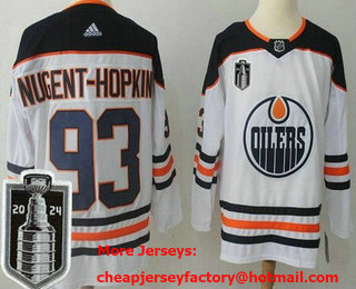 Men's Edmonton Oilers #93 Ryan Nugent Hopkins White 2024 Stanley Cup Final Authentic Jersey