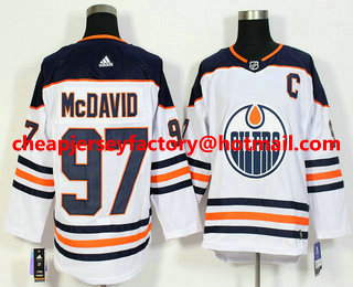 Men's Edmonton Oilers #97 Connor McDavid C Patch White 2017-2018 Hockey Stitched NHL Jersey