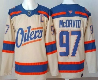 Men's Edmonton Oilers #97 Connor McDavid Cream Alternate Authentic Jersey