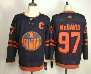 Men's Edmonton Oilers #97 Connor McDavid Navy Blue 50th Anniversary Adidas Stitched NHL Jersey