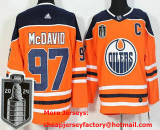 Men's Edmonton Oilers #97 Connor McDavid Orange 2024 Stanley Cup Final Authentic Jersey