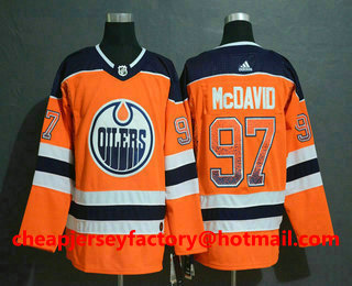 Men's Edmonton Oilers #97 Connor McDavid Orange Drift Fashion Adidas Stitched NHL Jersey