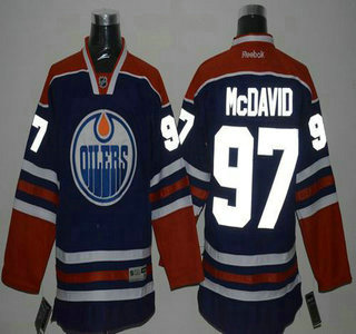 Men's Edmonton Oilers #97 Connor McDavid Reebok Blue Home NHL Reflector Fashion Jersey