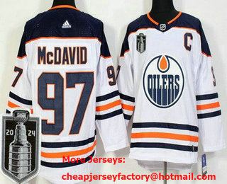 Men's Edmonton Oilers #97 Connor McDavid White 2024 Stanley Cup Final Authentic Jersey