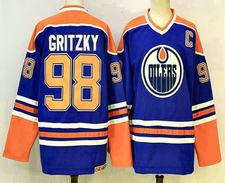Men's Edmonton Oilers #98 Gritzky Royal Blue Throwback CCM Jersey