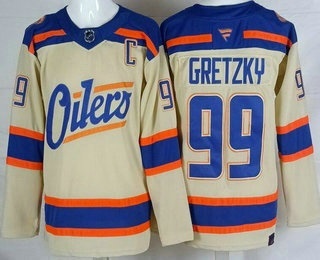 Men's Edmonton Oilers #99 Wayne Gretzky Cream Alternate Authentic Jersey