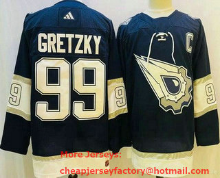 Men's Edmonton Oilers #99 Wayne Gretzky Navy 2022 Reverse Retro Authentic Jersey
