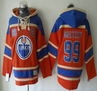 Men's Edmonton Oilers #99 Wayne Gretzky Old Time Hockey 2015 Orange Hoody