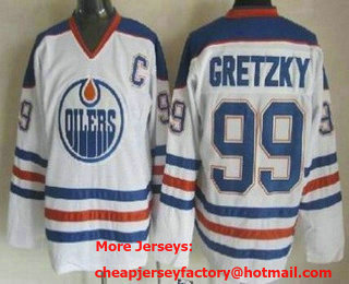 Men's Edmonton Oilers #99 Wayne Gretzky White Throwback Jersey