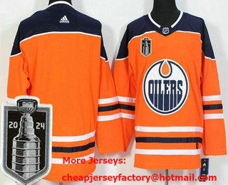 Men's Edmonton Oilers Blank Orange 2024 Stanley Cup Final Authentic Jersey