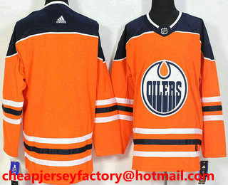 Men's Edmonton Oilers Blank Orange Home 2017-2018 Hockey Stitched NHL Jersey