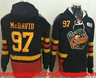 Men's Erie Otters #97 Connor McDavid Black Pocket Stitched OHL Old Time Hockey Hoodie