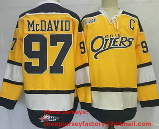 Men's Erie Otters #97 Connor McDavid Yellow Stitched Jersey