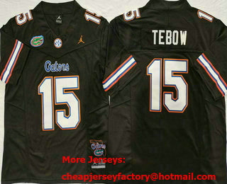 Men's Florida Gators #15 Tim Tebow Black FUSE College Stitched Jersey