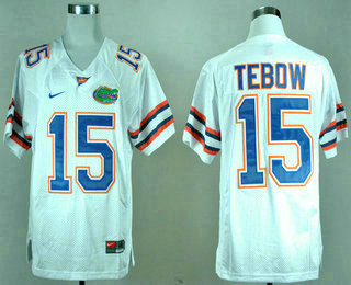 Men's Florida Gators #15 Tim Tebow White College Football Nike Limited Jersey