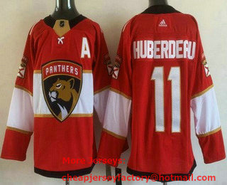 Men's Florida Panthers #11 Jonathan Huberdeau Red Authentic Jersey