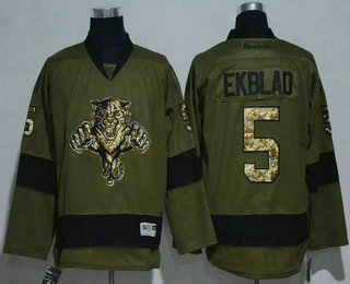 Men's Florida Panthers #5 Aaron Ekblad Green Salute To Service Stitched NHL Reebok Hockey Jersey