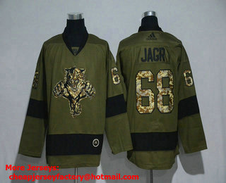 Men's Florida Panthers #68 Jaromir Jagr Green Salute To Service Adidas Stitched NHL Jersey