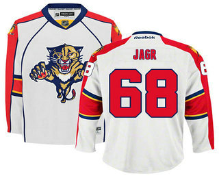 Men's Florida Panthers #68 Jaromir Jagr Reebok Away White Premier Jersey