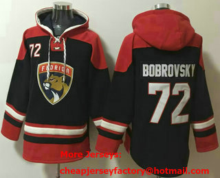 Men's Florida Panthers #72 Sergei Bobrovsky Navy Blue Ageless Must Have Lace Up Pullover Hoodie