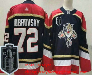 Men's Florida Panthers #72 Sergei Bobrovsky Navy Reverse Retro 2023 Stanley Cup Final Authentic Jersey