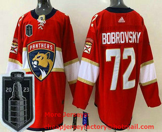 Men's Florida Panthers #72 Sergei Bobrovsky Red 2023 Stanley Cup Final Authentic Jersey