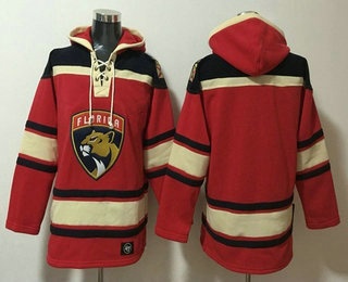 Men's Florida Panthers Blank Red Lace Up Pullover Hoodie