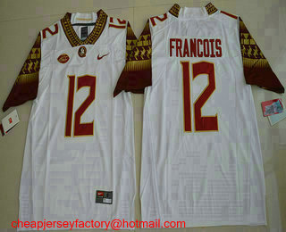 Men's Florida State Seminoles #12 Deondre Francois White Stitched College Football 2016 Nike NCAA Jersey