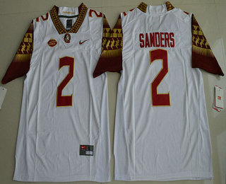 Men's Florida State Seminoles #2 Deion Sanders White Stitched College Football 2016 Nike NCAA Jersey