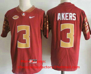 Men's Florida State Seminoles #3 Cam Akers Red College Football Jersey