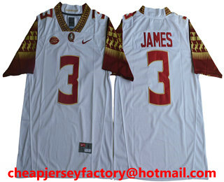 Men's Florida State Seminoles #3 Derwin James White College Football Stitched Nike NCAA Jersey