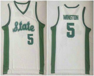 Men's Florida State Seminoles #5 Jameis Winston College White Basketball Jersey
