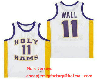 Men's Garner Church Of God Holy Rams #11 John Wall White Hight School Jersey