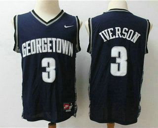 Men's Georgetown Hoyas #3 Allen Iverson Black College Basketball Nike Jersey