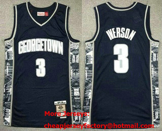 Men's Georgetown Hoyas #3 Allen Iverson Navy 1995 College Basketball Jersey