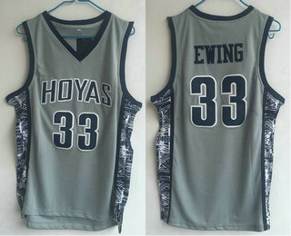 Men's Georgetown Hoyas #33 Patrick Ewing Grey College Basketball Jersey